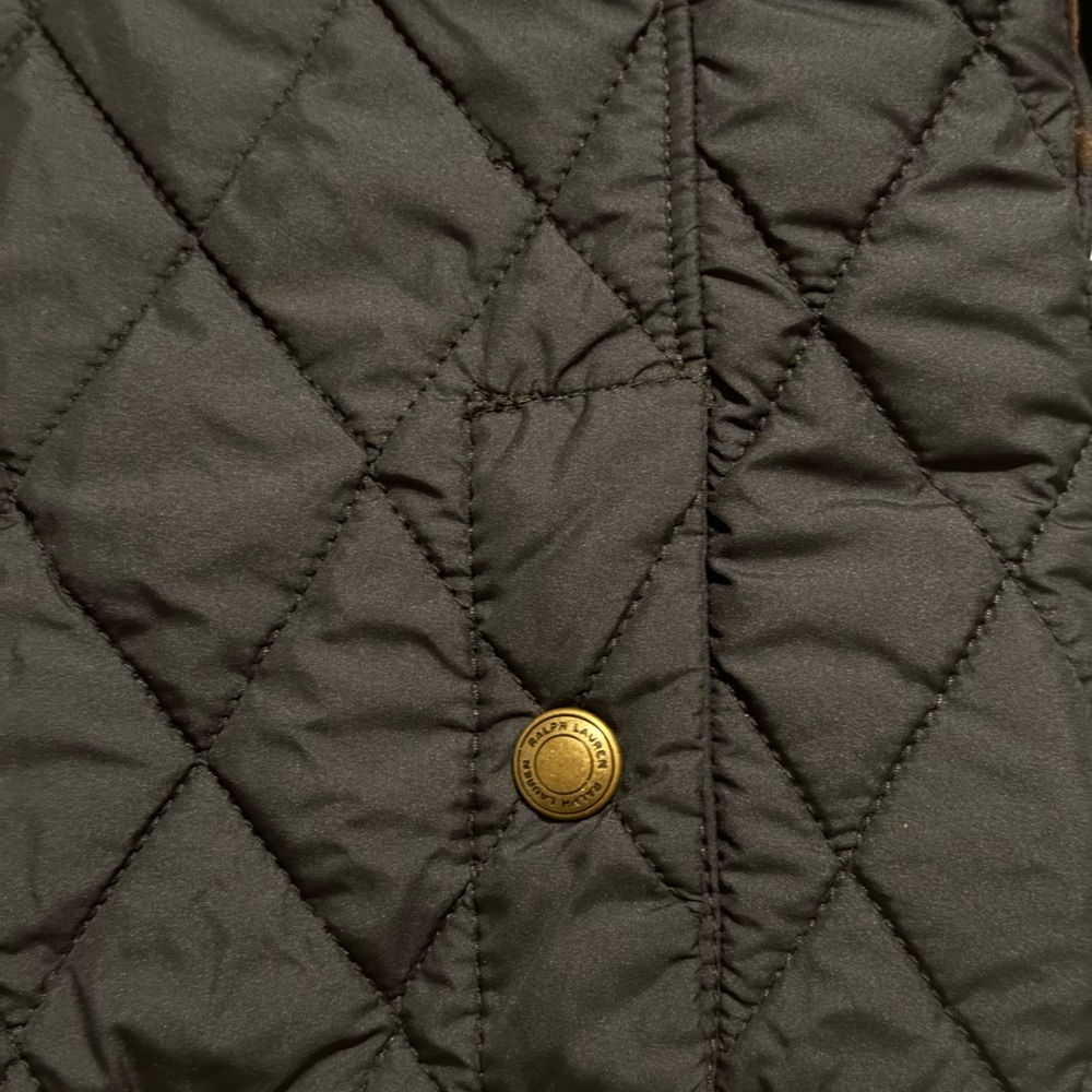 Ralph Lauren Navy Quilted Jacket with Brown Collar - Picture 5 of 9
